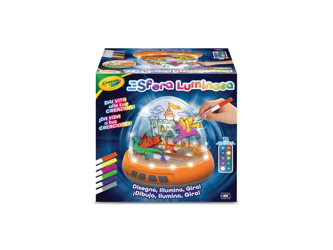 Sfera Luminosa - Set con Sfera a Batteria e 6 Pennarelli Lavabili, Arancio, EtÃ  6+, Crayola