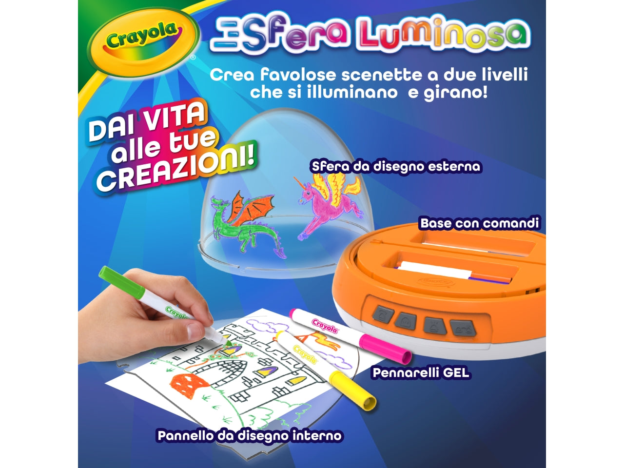 Sfera Luminosa - Set con Sfera a Batteria e 6 Pennarelli Lavabili, Arancio, EtÃ  6+, Crayola