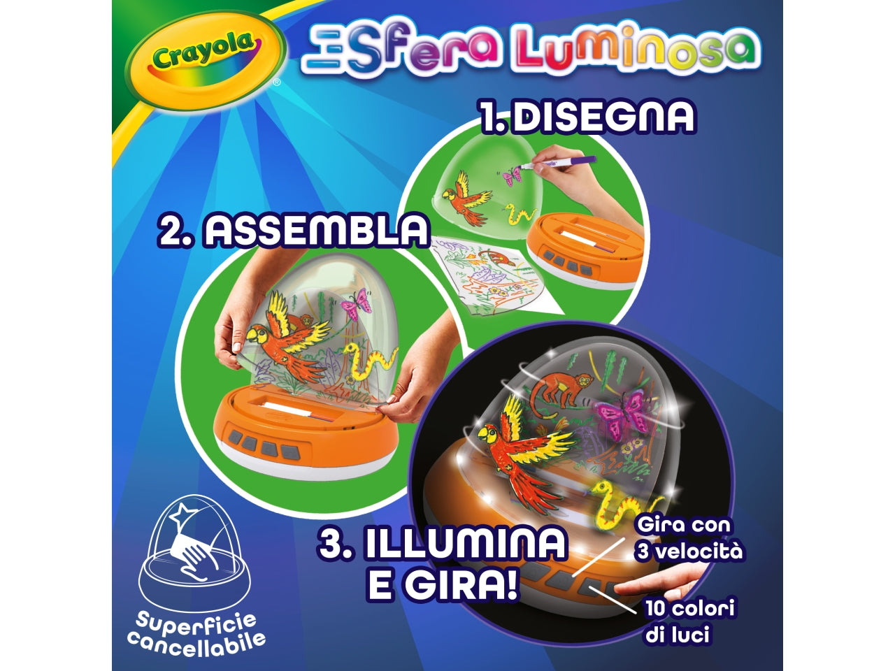 Sfera Luminosa - Set con Sfera a Batteria e 6 Pennarelli Lavabili, Arancio, EtÃ  6+, Crayola