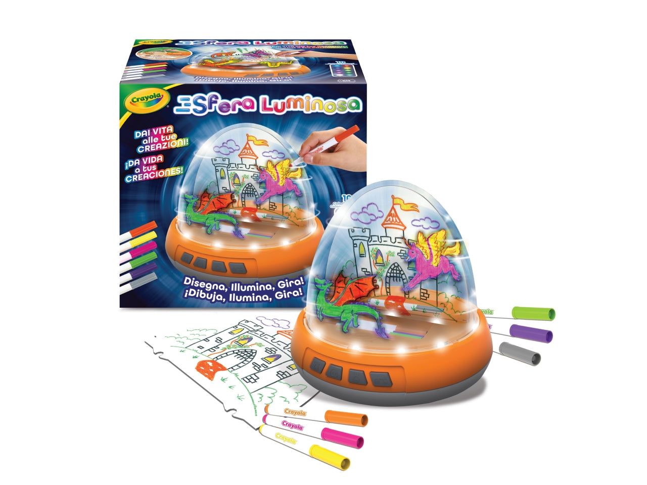 Sfera Luminosa - Set con Sfera a Batteria e 6 Pennarelli Lavabili, Arancio, EtÃ  6+, Crayola