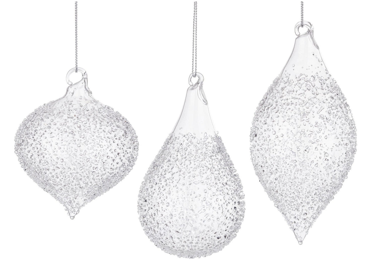 Pendente natalizio in vetro trasparente 3 forme assortite - Bizzotto