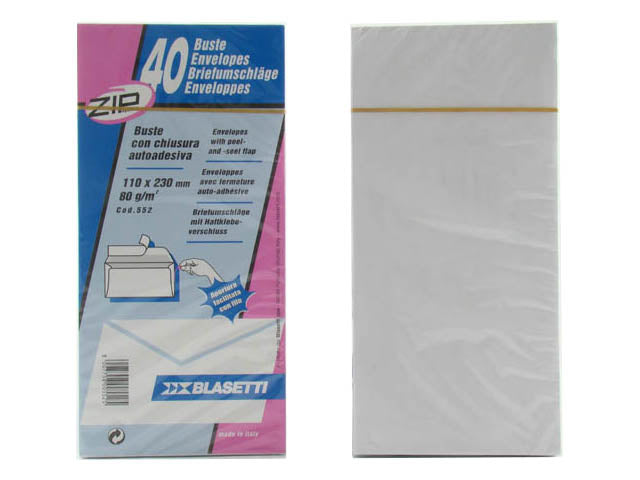 Busta da lettera Blasetti in carta bianco 80gr 11x23cm