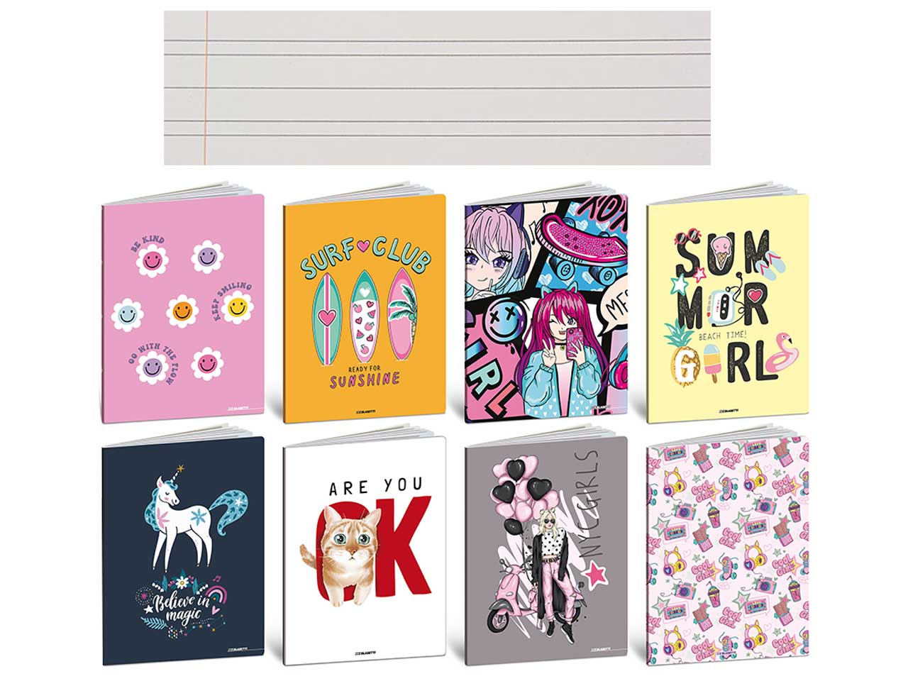 Maxi quaderno A4 80gr Kid Girl, rigo B, 3Â° elementare, confezione da 10 pezzi assortiti, 20+1 fogli - Blasetti