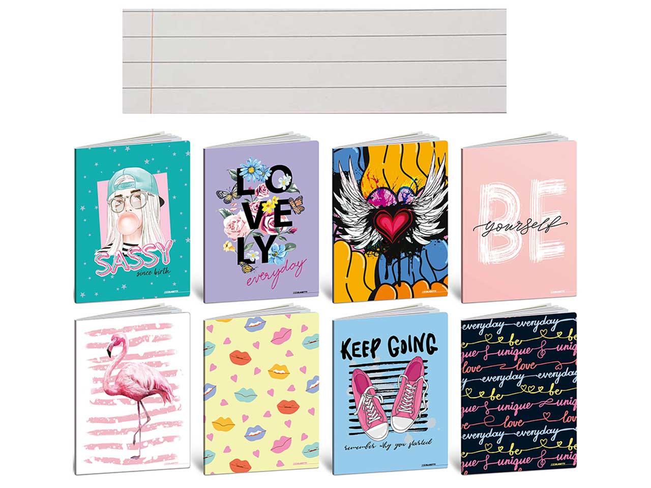 Maxi quaderno A4 80gr Kid Girl, rigo C con margine, confezione da 10 pezzi assortiti, 20+1 fogli - Blasetti