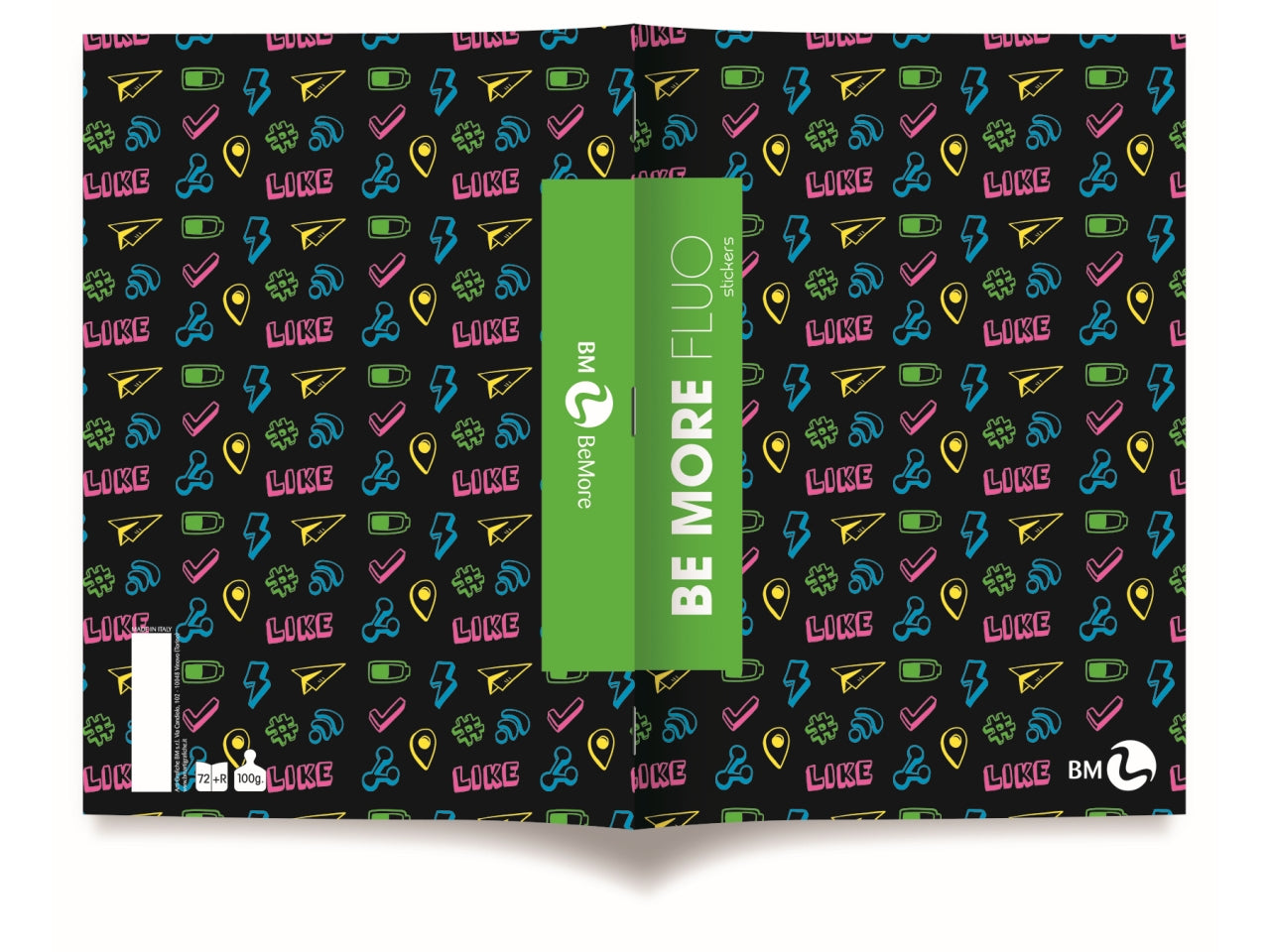Quaderni maxi fluo linea be more different formato 21x29,7, pagine 72+r, rigatura c confezione da 10 quaderni