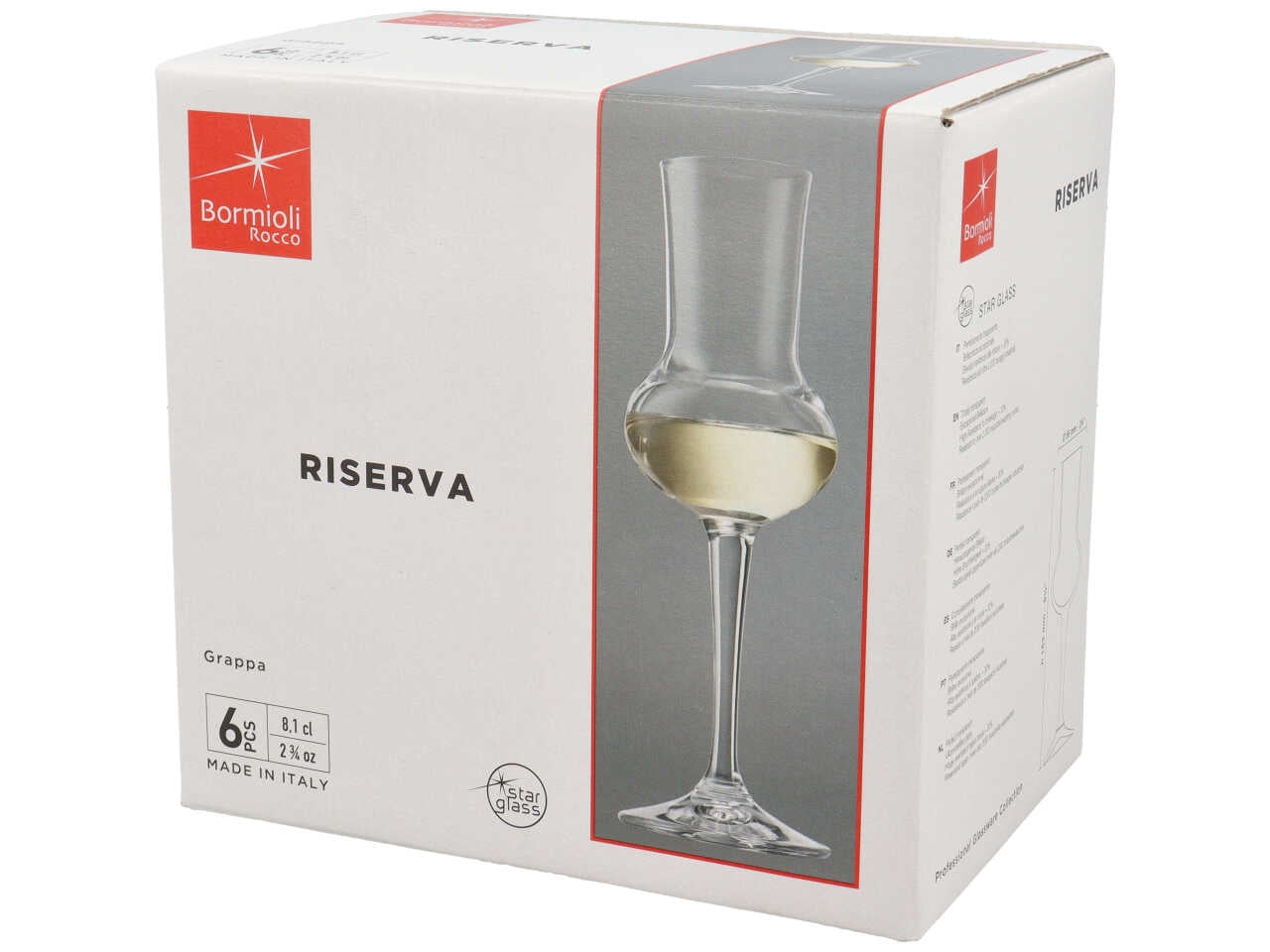 Riserva calice grappa da 8,5cl in confezione da 6 calici