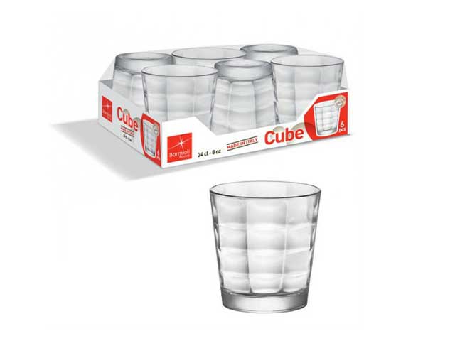 Bicchieri in vetro Cube da 24,5cl in confezione da 6 bicchieri