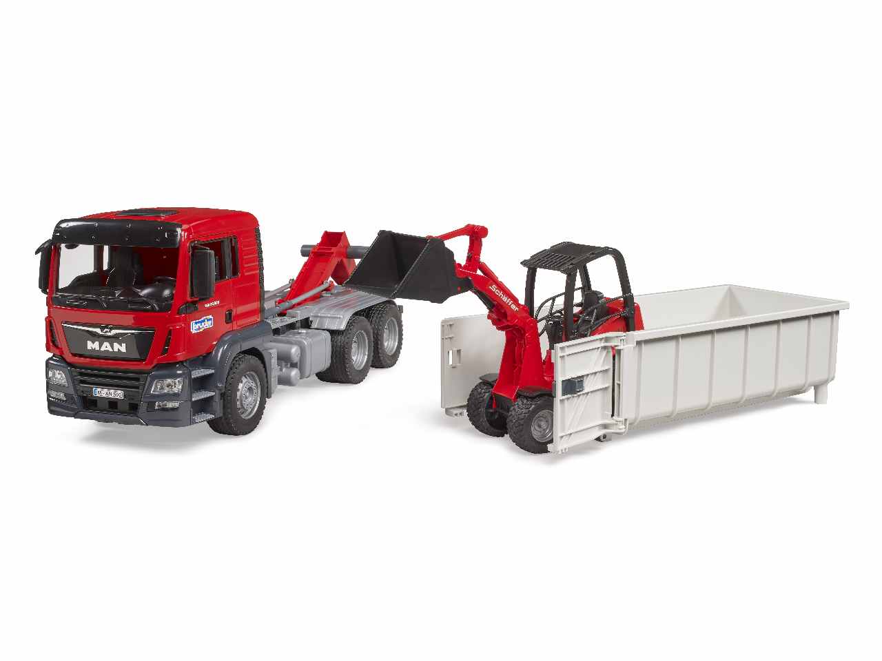 Man tgs camion container ribaltabile con schaeffer