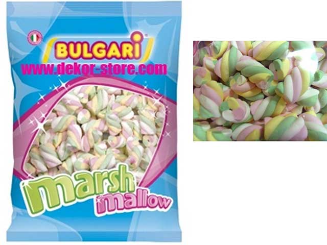 Marshmallow estruso treccia 4 colori, busta da 1kg