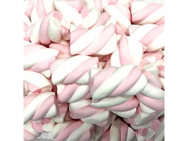 Marshmallow estruso treccia bianco/rosa in busta da 1kg