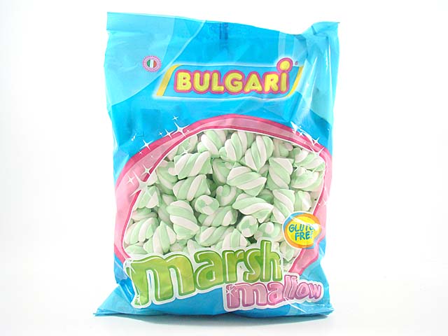 Marshmallow estruso treccia bianco/verde in busta da 1kg