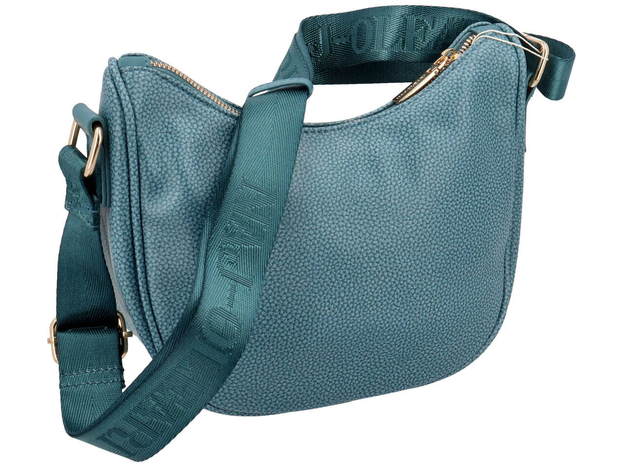 Borsa a tracolla da donna colore blu jeans in similpelle con ciondolo orsetto, 20x24x8,5 cm - Naj Oleari $