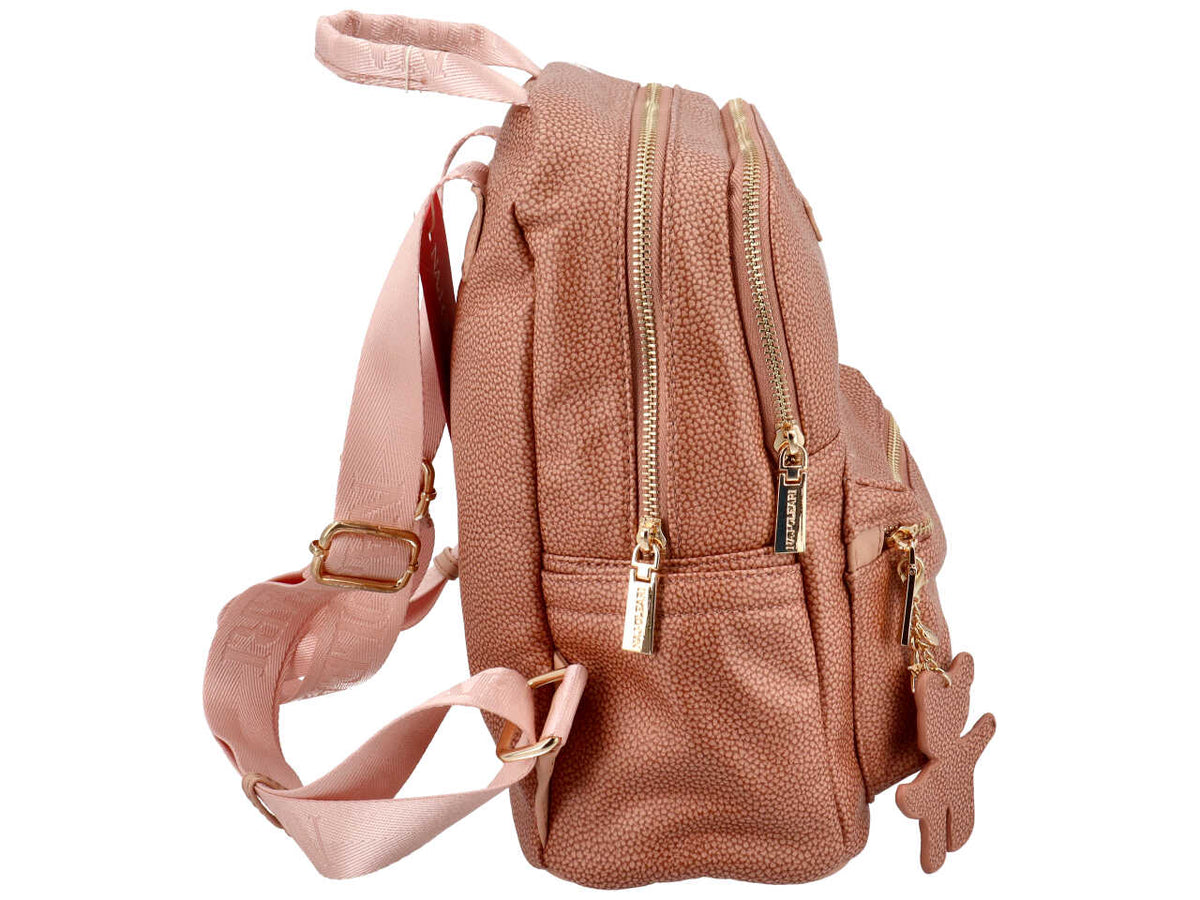 Zaino donna blu Naj Oleari in similpelle color albicocca con 2 zip - 28x23x12cm $