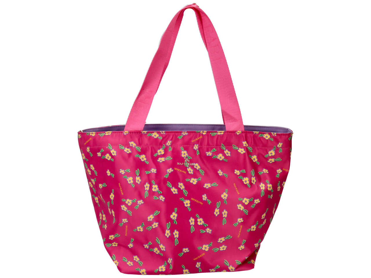 Borsa a mano Naj Oleari da donna in poliestere fucsia con fantasia floreale 41x24x22 cm $