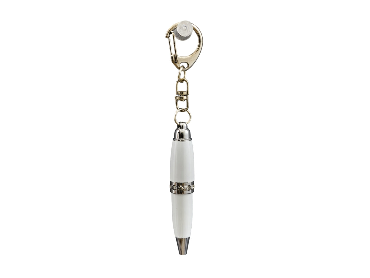 Penna portachiavi strass bianca misura 1,2x1,2x7cm