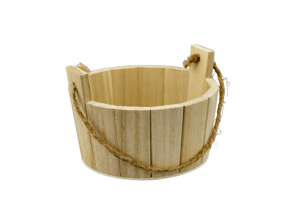 Cestino in Legno artigianale Stile Scandinavo - 7,5x11 cm, Design Italiano con Manico Grande, AutenticitÃ  Certificata