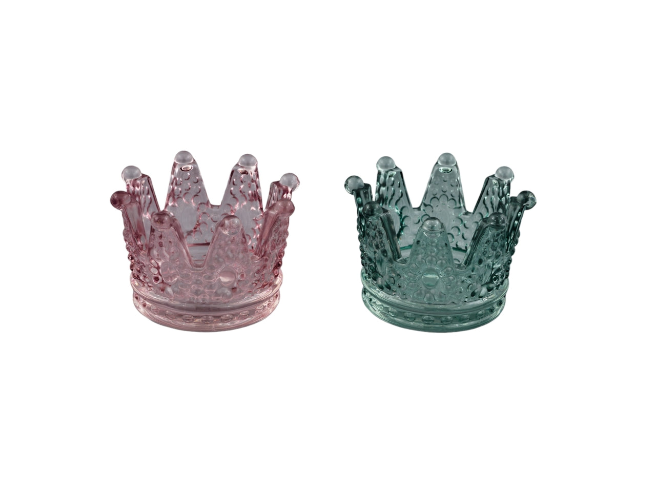 Corona in Vetro - Perfetta per Segnaposto, Bomboniera, Portaconfetti e Portacandela - in 2 colori assortiti - 5,5cm