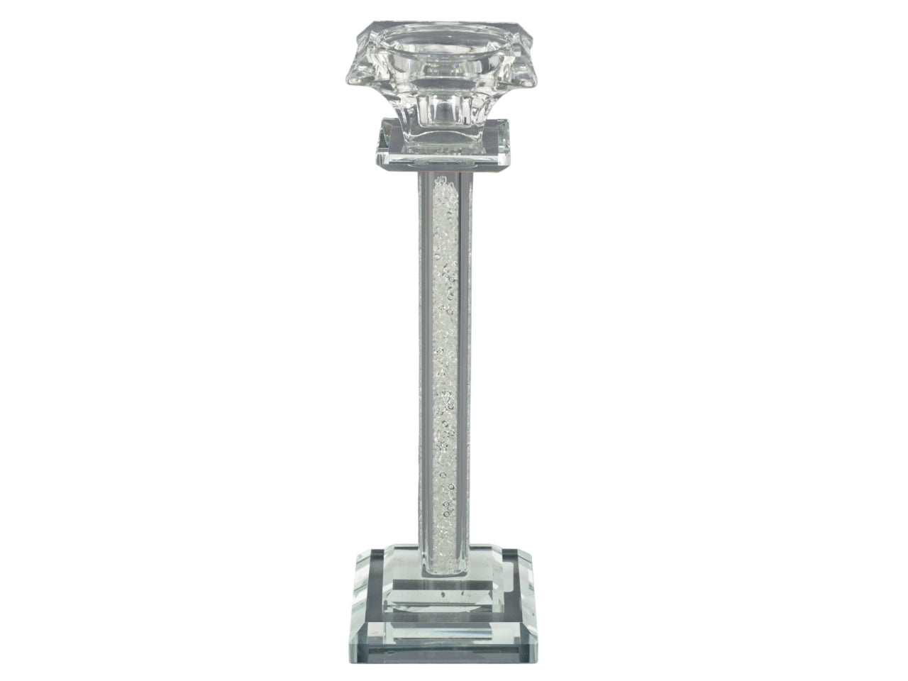Candeliere quadrato con brillantini grande misura 7x7x23cm