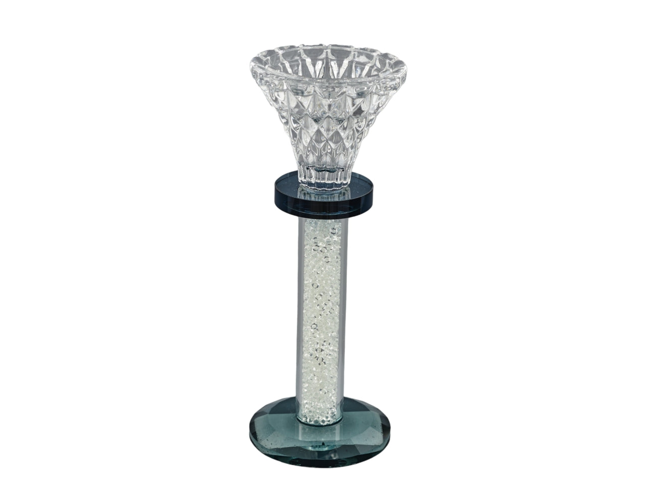 Candeliere Art DecÃ² in Vetro Nero con Brillantini 6x16,5 cm - Design Italiano e Stile Elegante