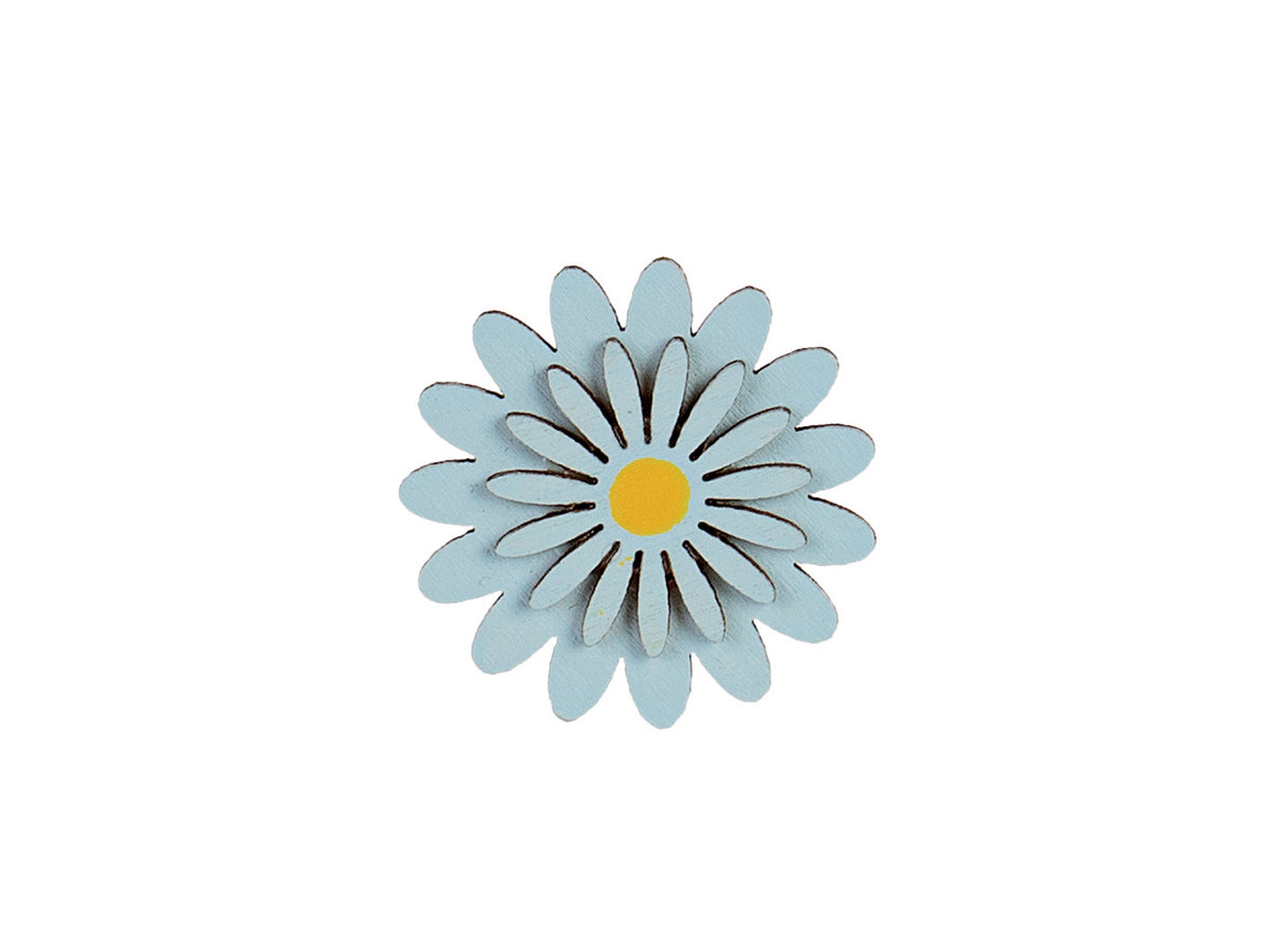 Fiorellini celesti con adesivo diametro 3,2cm set 12 pezzi