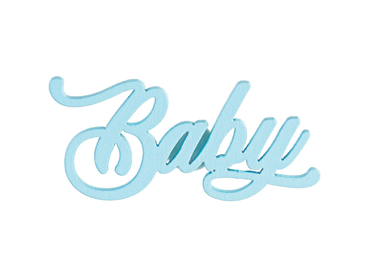 Scritta baby azzurra con adesivo 5,5x2,6cm