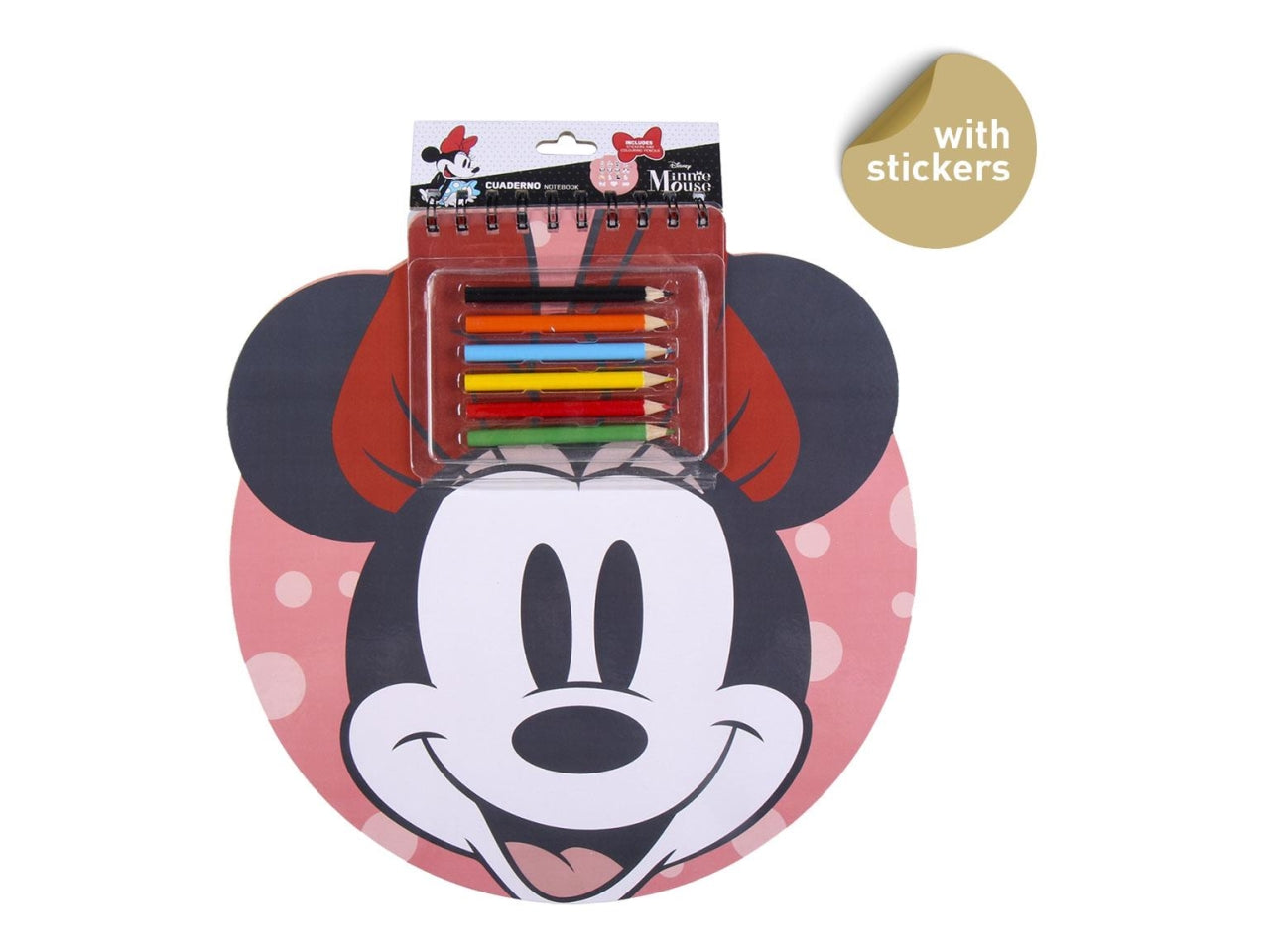 Block notes Disney Minnie bambina, ideale per colorare e disegnare, blocchetto sagomato con 50 fogli, matite colorate, stickers - brand CerdÃ 