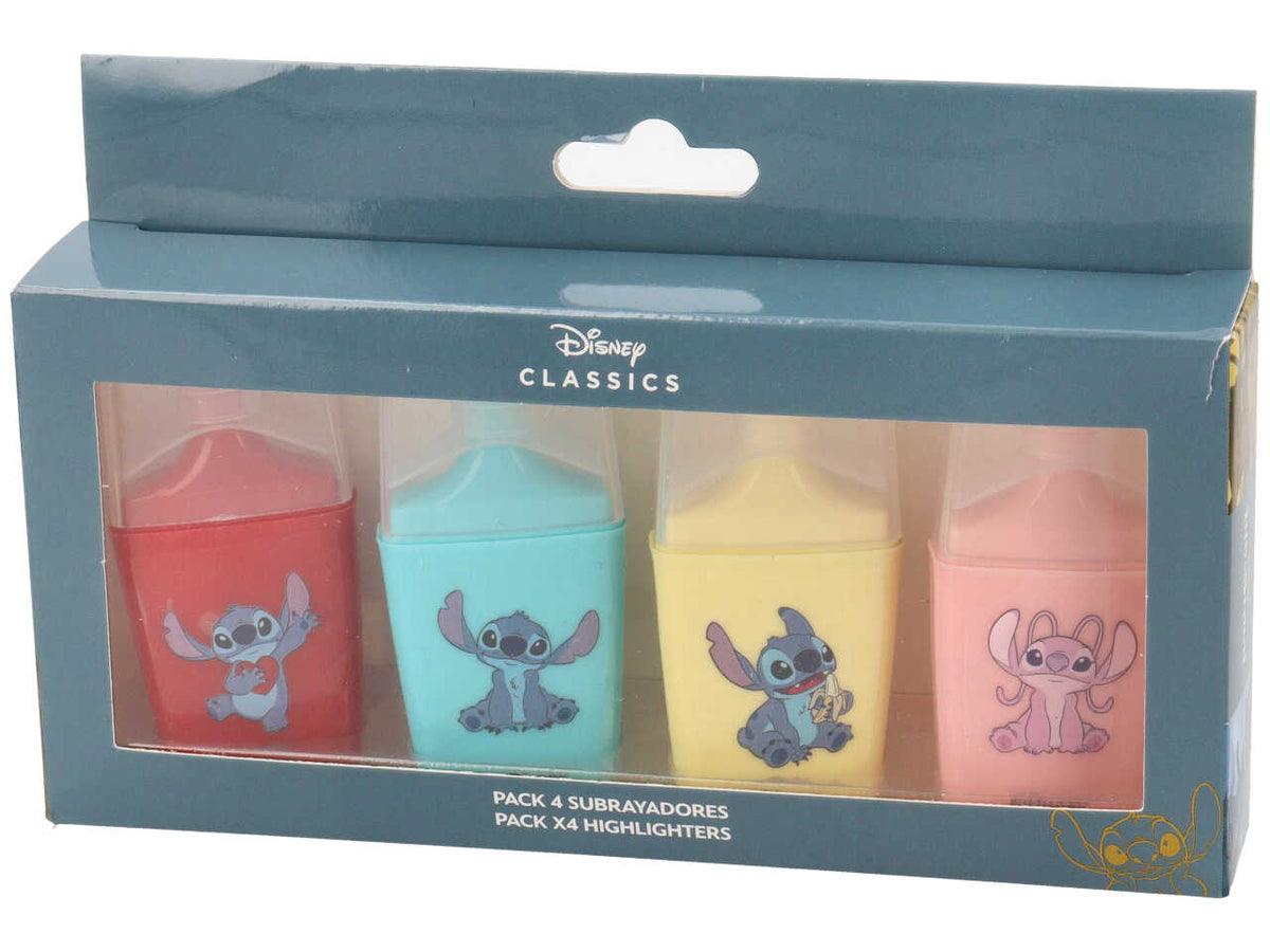 Stitch evidenziatori, confezione da 4 evidenziatori in plastica, 4 colori assortiti - CerdÃ 