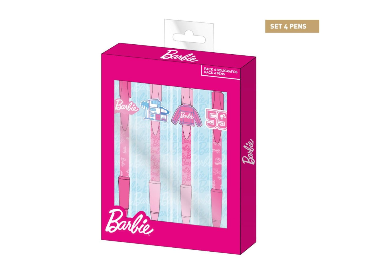 Barbie penna, confezione da 4 penne a scatto, a sfera - CerdÃ 