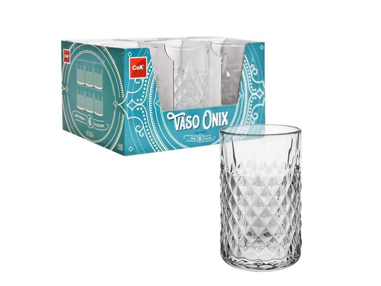 Bicchiere in vetro trasparente onix alto 45cl set da 6