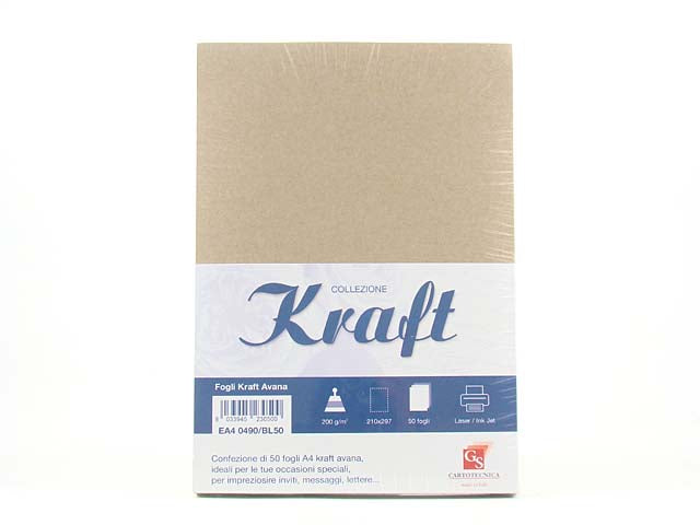 Blister da 50 cartoncini kraft avana formato a4 gr.200