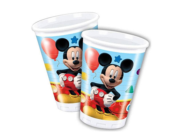 Bicchieri di plastica playful mickey capacita' 200ml - la confezione comprende 8 bicchieri