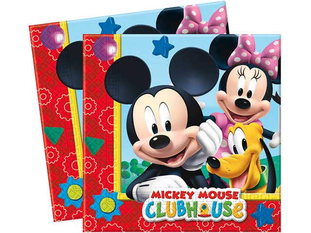Tovaglioli di carta playful mickey misura33x33cm - la confezione comprende 20 tovaglioli