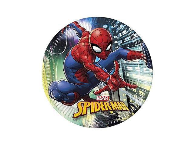 Piatti di carta spiderman team up misura d.23cm - la confezione comprende 8 piatti