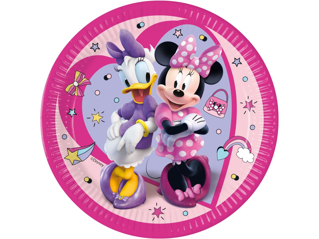 Piatti di carta minnie junior misura d.23cm - la confezione comprende 8 piatti