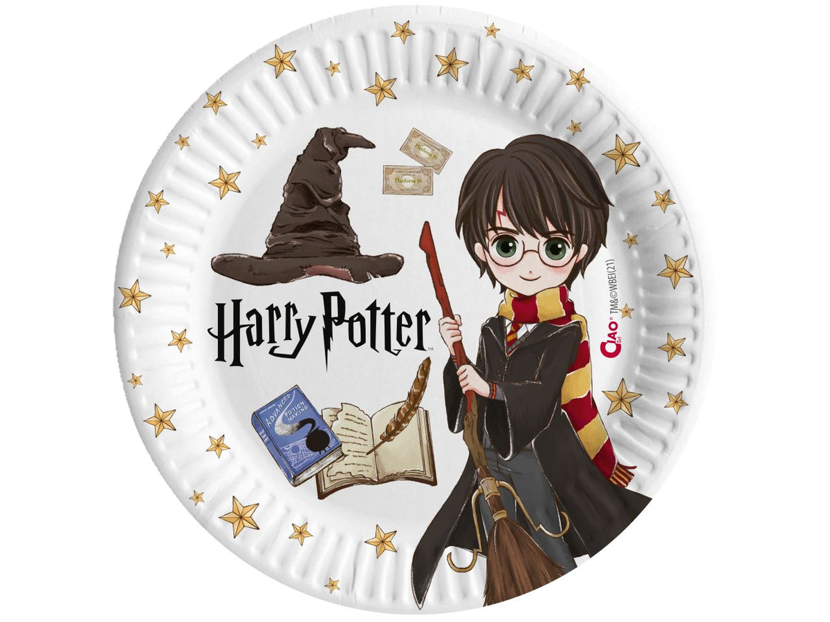 Piatti di carta compostabile harry potter misura 18cm - la confezione comprende 8 piatti