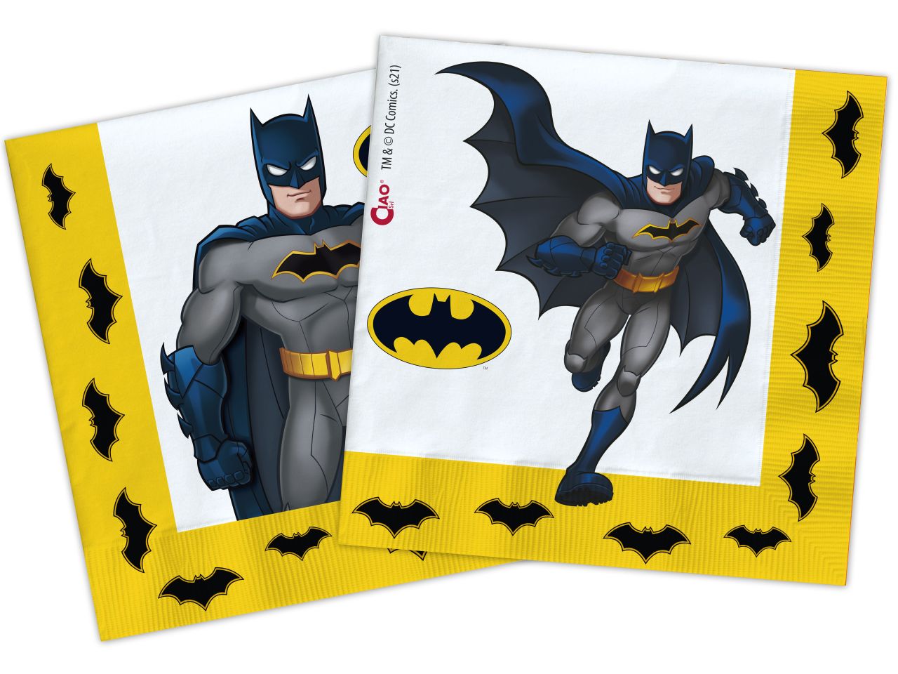 Tovaglioli di carta compostabile batman misura 33x33cm - la confezione comprende 20 tovaglioli