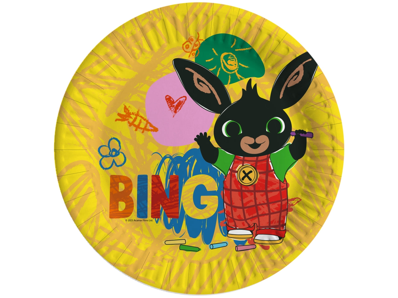 Piatti di carta Bing per compleanno gialli 23 cm compostabili confezione da 8 - Ciao srl