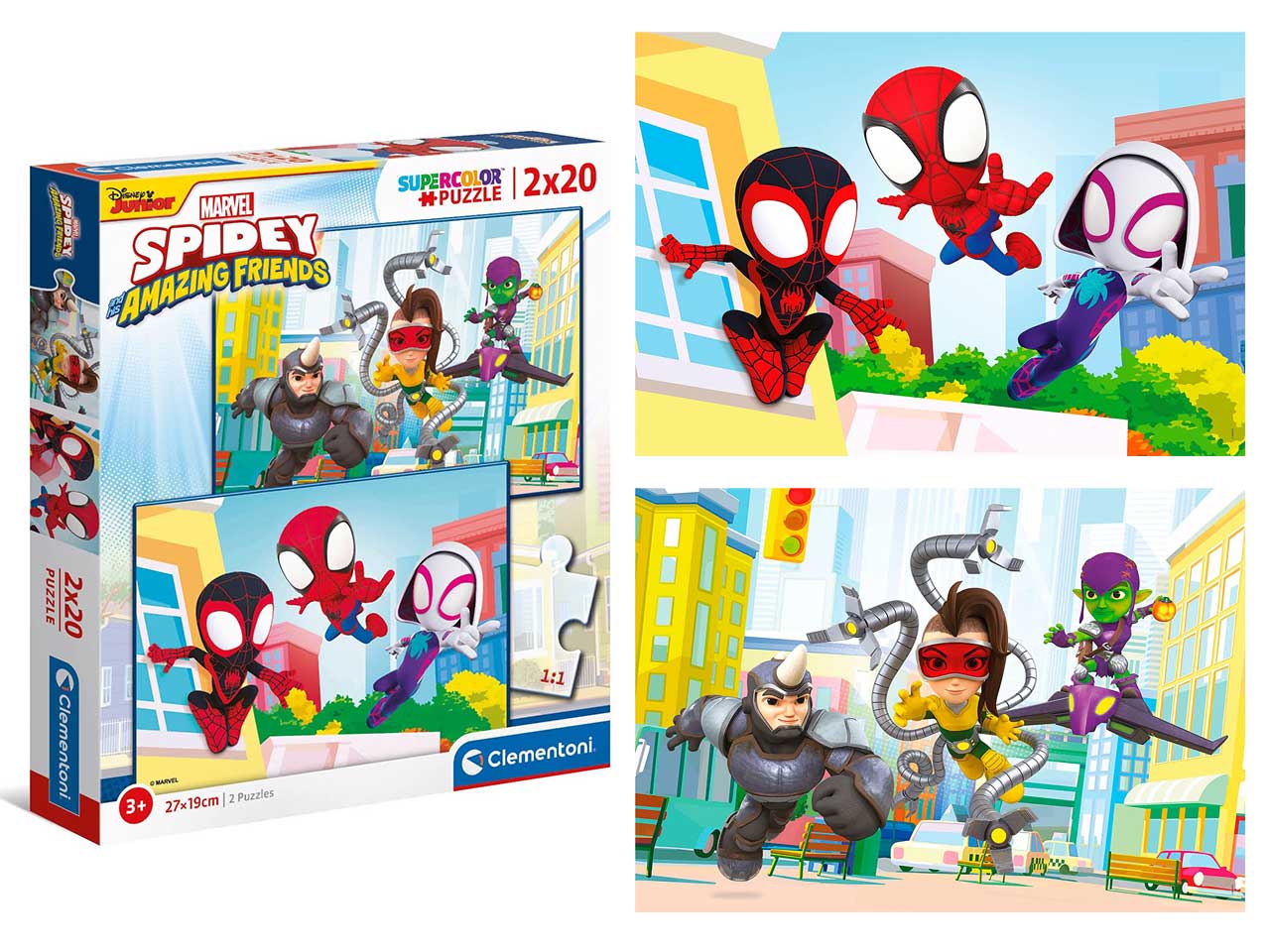 Supercolor Puzzle Spidey and His Amazing Friends Puzzle Bambini 2x20 pezzi - Clementoni$