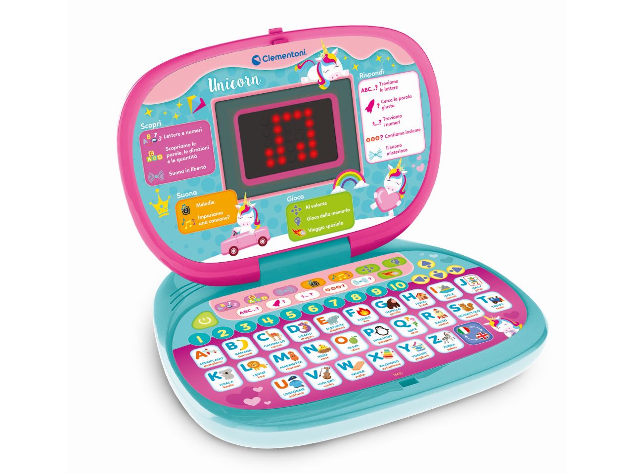 Computer Kid DOT Unicorn Gioco Educativo Elettronico Laptop - Clementoni
