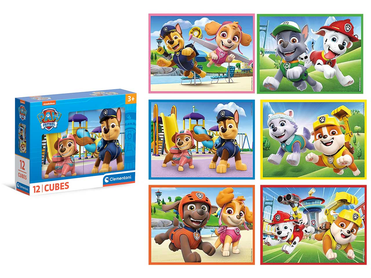 Puzzle 12 cubi Paw Patrol in cartone, 12x8 cm, 3+ anni, Made in Italy - Clementoni