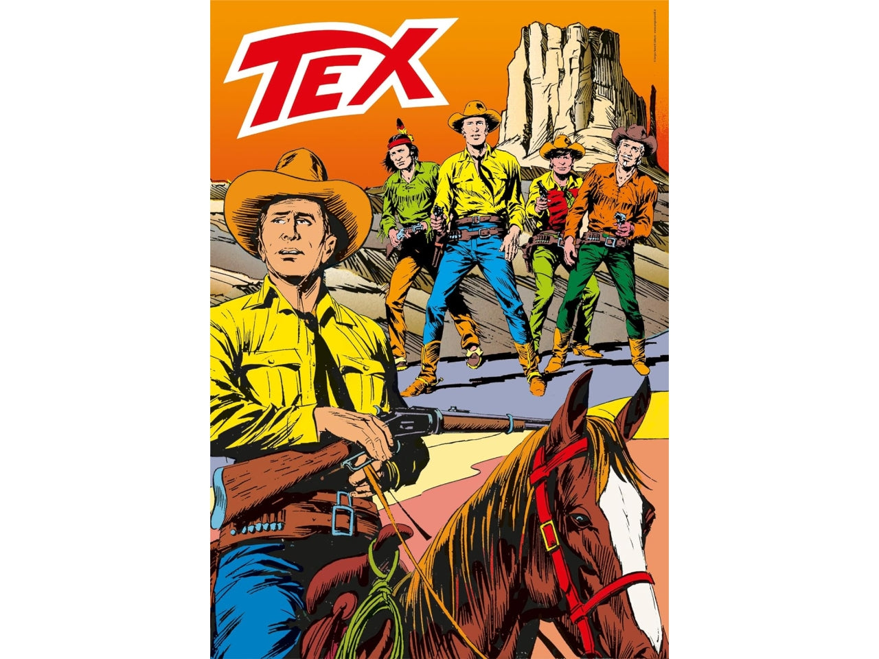 Puzzle 1000 pezzi Tex fumetto western, 50x70 cm con poster incluso, 18+ anni, Made in Italy - Clementoni