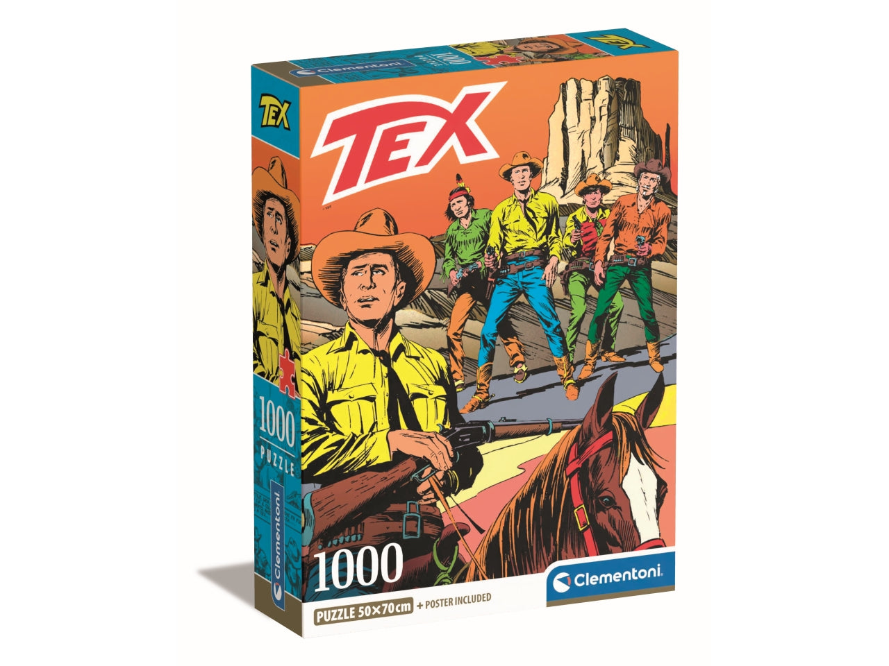 Puzzle 1000 pezzi Tex fumetto western, 50x70 cm con poster incluso, 18+ anni, Made in Italy - Clementoni