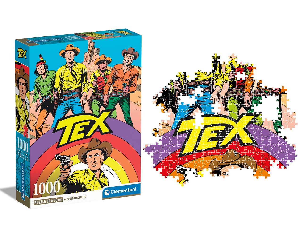 Puzzle 1000 pezzi Tex, 50x70 cm con poster incluso, 18+ anni, Made in Italy - Clementoni