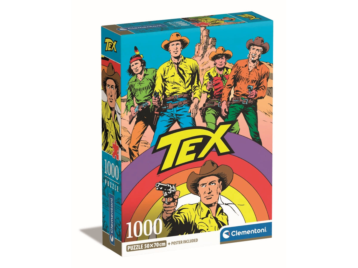 Puzzle 1000 pezzi Tex, 50x70 cm con poster incluso, 18+ anni, Made in Italy - Clementoni