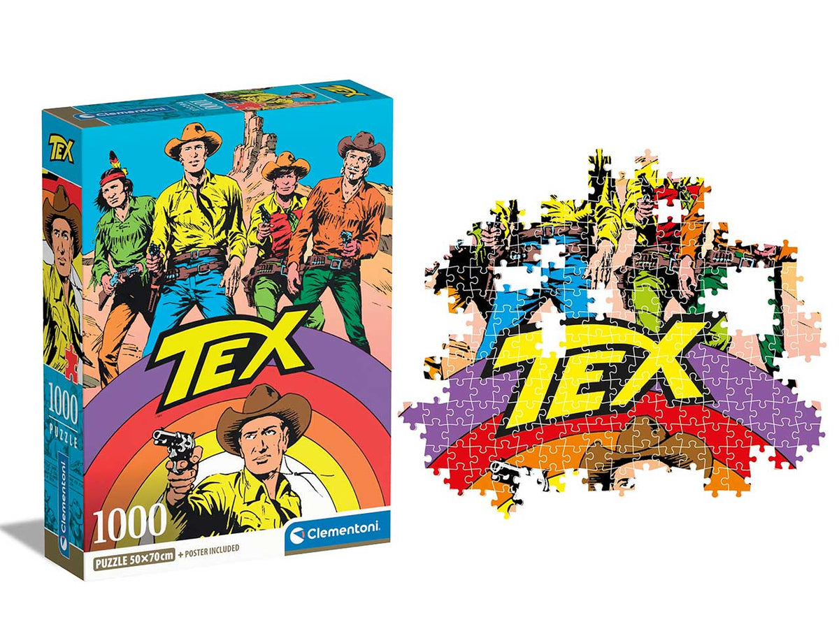 Puzzle 1000 pezzi Tex, 50x70 cm con poster incluso, 18+ anni, Made in Italy - Clementoni