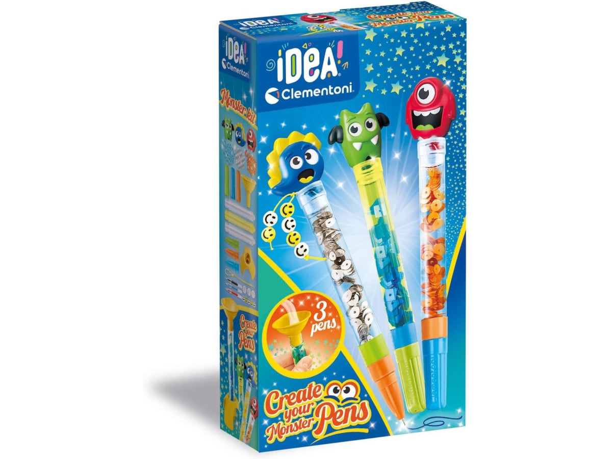 Clementoni Crea le tue penne Monster, kit fai da te di 3 penne da assemblare e personalizzare, 6+ anni, made in Italy $