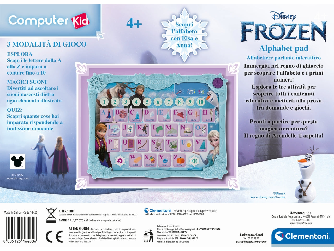 Pad Frozen Alphabet: Divertimento Educativo per Bambini dai 4 Anni - Clementoni