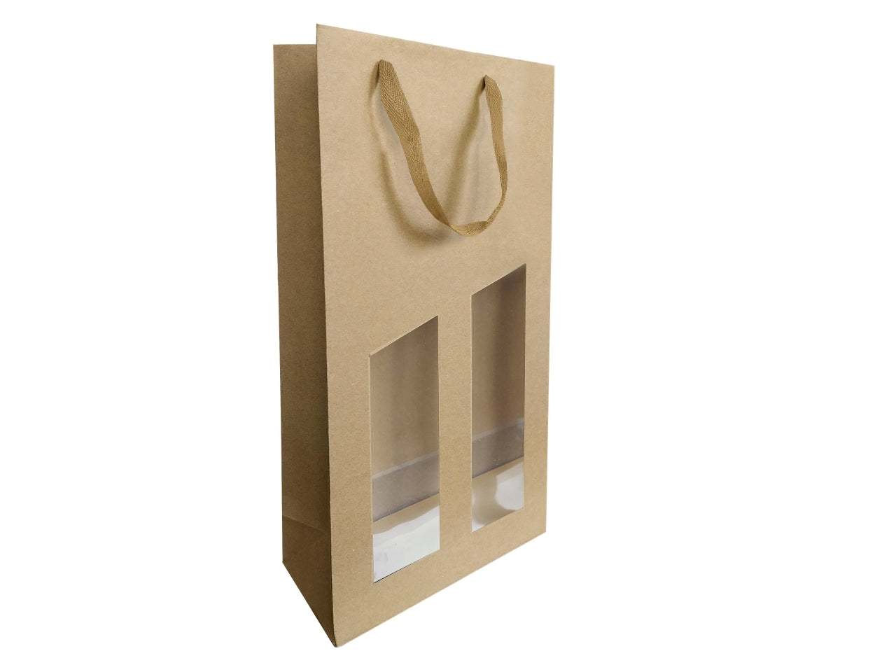 Busta portabottiglie per 2, confezione da 10, carta kraft avana 19x9,5x38,5 cm - CrÃ¨astyl