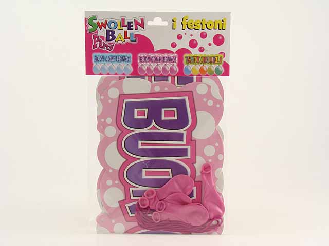 Festone nuvola b.compleanno rosa 1225