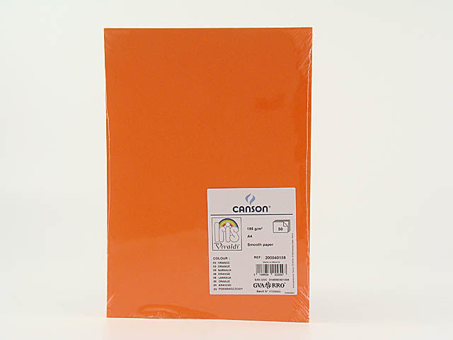 Fogli vivaldi a4 185g arancio 50 pezzi